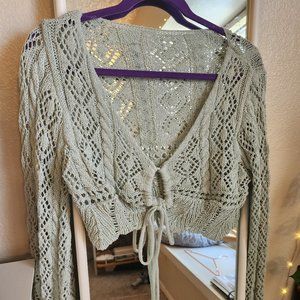 Cropped Tie Front Cardigan